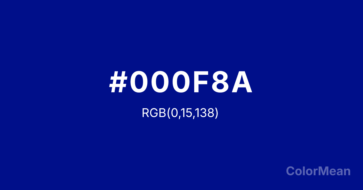 Color swatch image showing #000F8A with RGB(0,15,138) values
