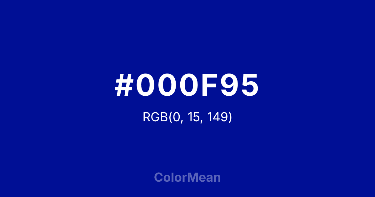 Color swatch image showing #000F95 with RGB(0,15,149) values