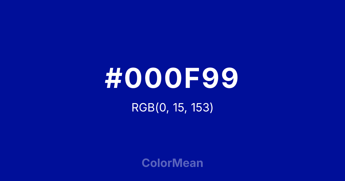 Color swatch image showing #000F99 with RGB(0,15,153) values