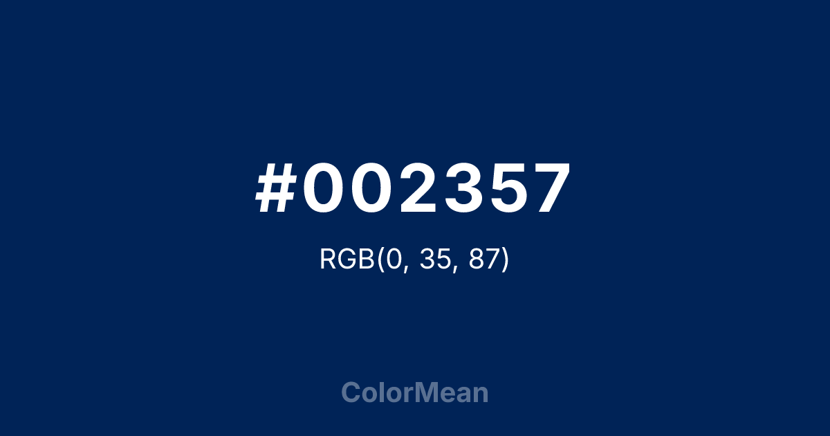 Color swatch image showing #002357 with RGB(0,35,87) values