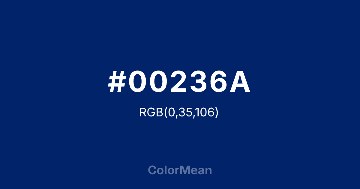 Color swatch image showing #00236A with RGB(0,35,106) values