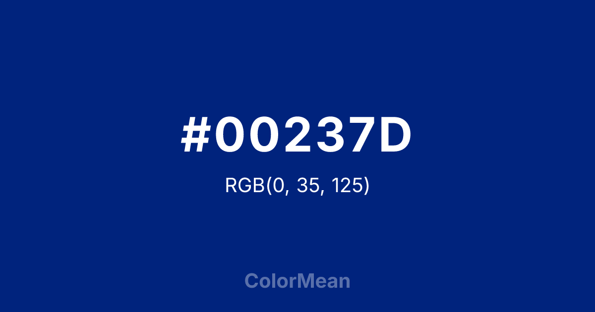 Color swatch image showing #00237D with RGB(0,35,125) values