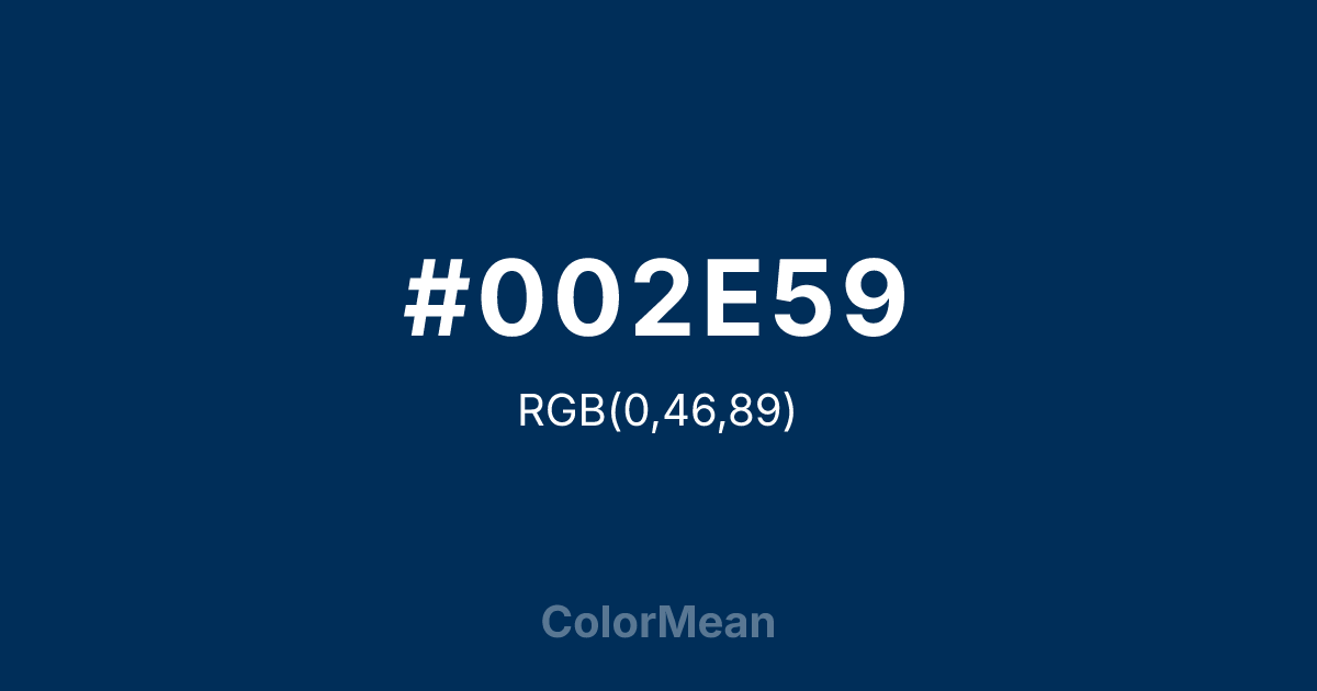 Color swatch image showing #002E59 with RGB(0,46,89) values