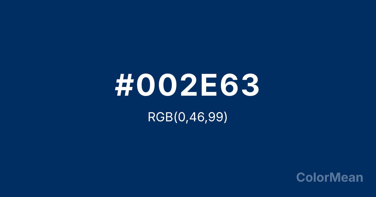 Color swatch image showing Cool Black (#002E63) with RGB(0,46,99) values