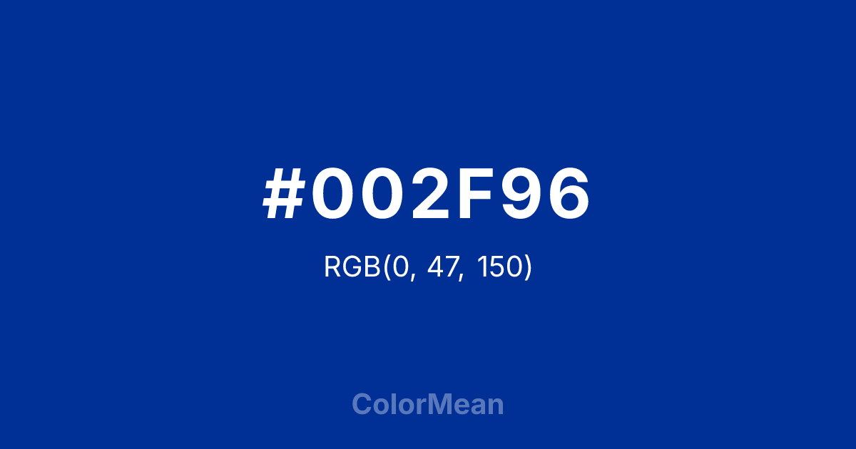 Color swatch image showing #002F96 with RGB(0,47,150) values