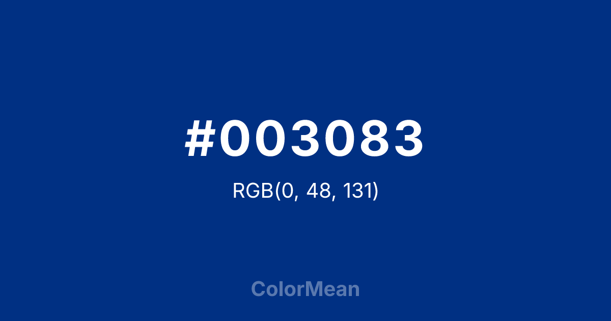 Color swatch image showing #003083 with RGB(0,48,131) values