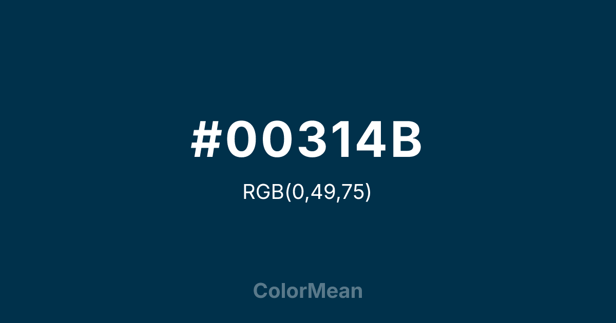 Color swatch image showing #00314B with RGB(0,49,75) values