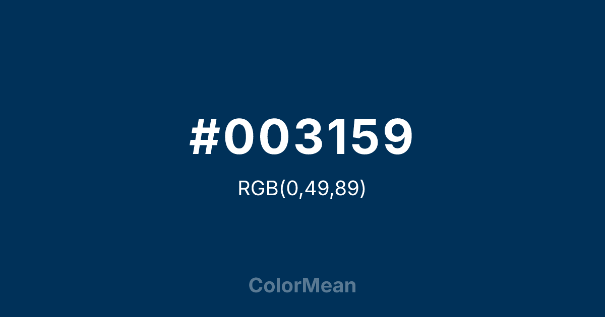 Color swatch image showing #003159 with RGB(0,49,89) values