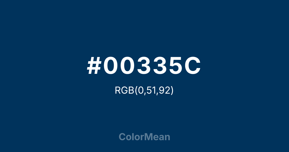 Color swatch image showing #00335C with RGB(0,51,92) values