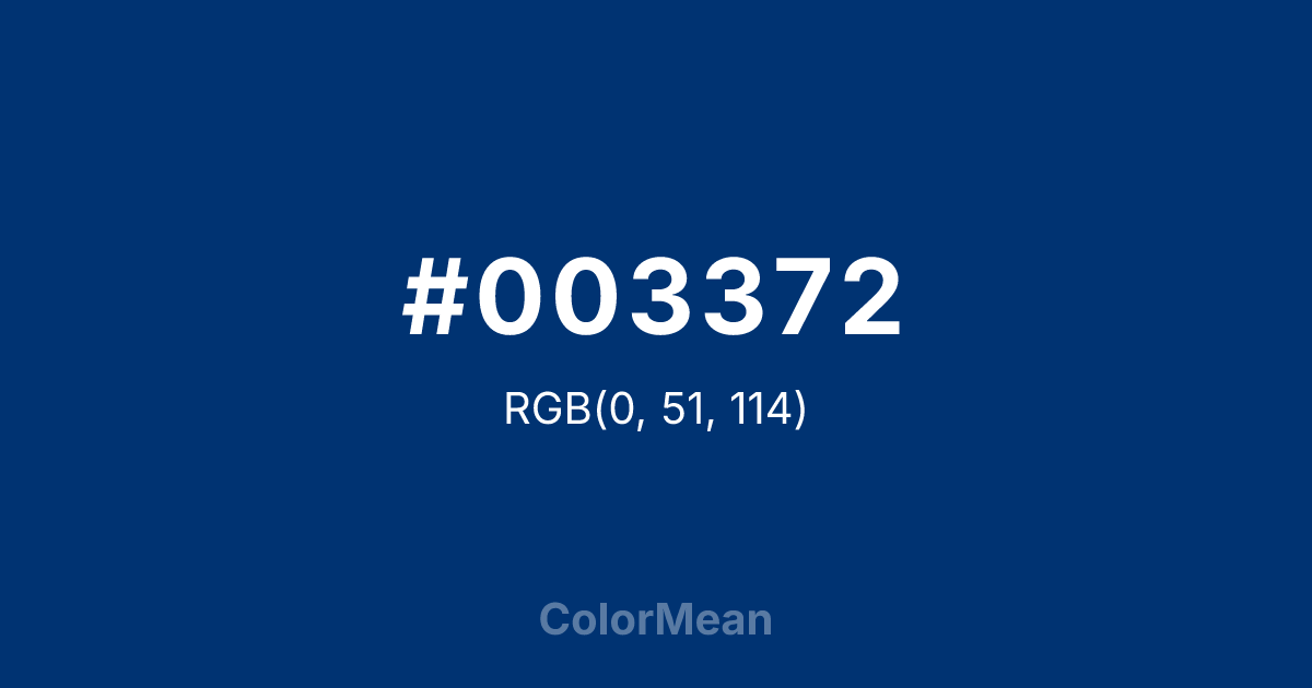 Color swatch image showing #003372 with RGB(0,51,114) values