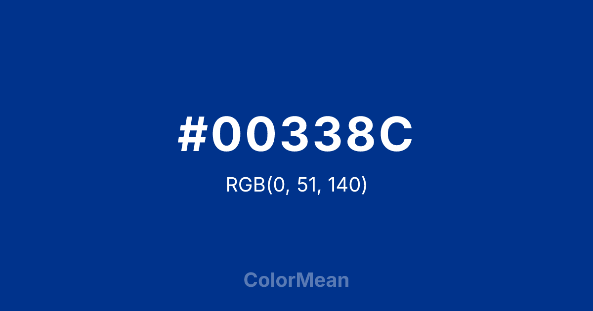 Color swatch image showing #00338C with RGB(0,51,140) values