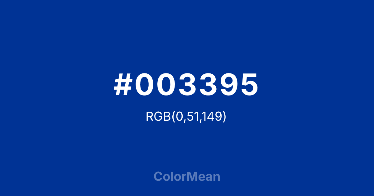 Color swatch image showing #003395 with RGB(0,51,149) values