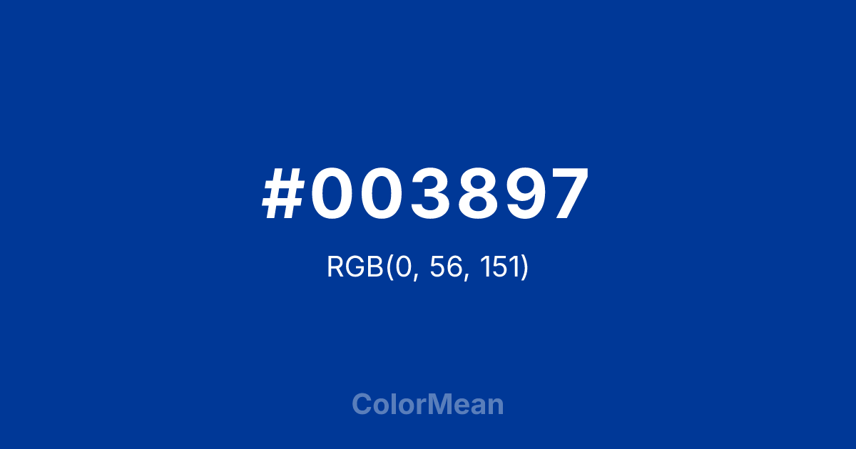 Color swatch image showing #003897 with RGB(0,56,151) values
