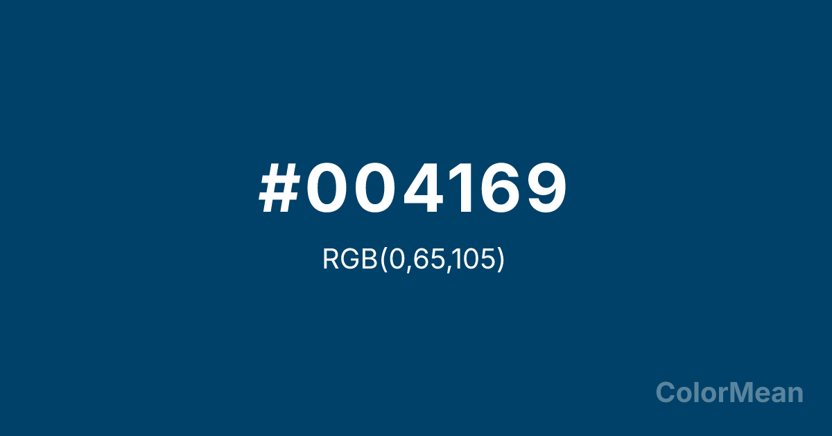Color swatch image showing #004169 with RGB(0,65,105) values