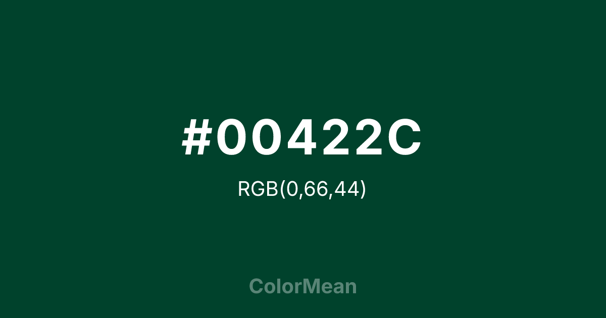 Color swatch image showing #00422C with RGB(0,66,44) values