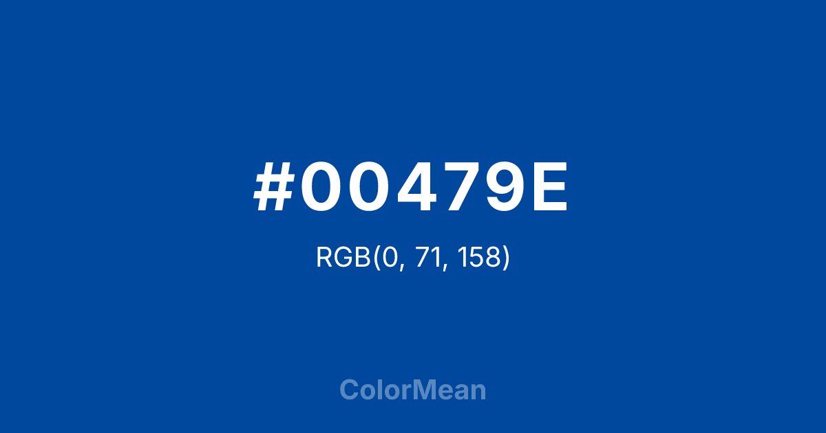 Color swatch image showing #00479E with RGB(0,71,158) values
