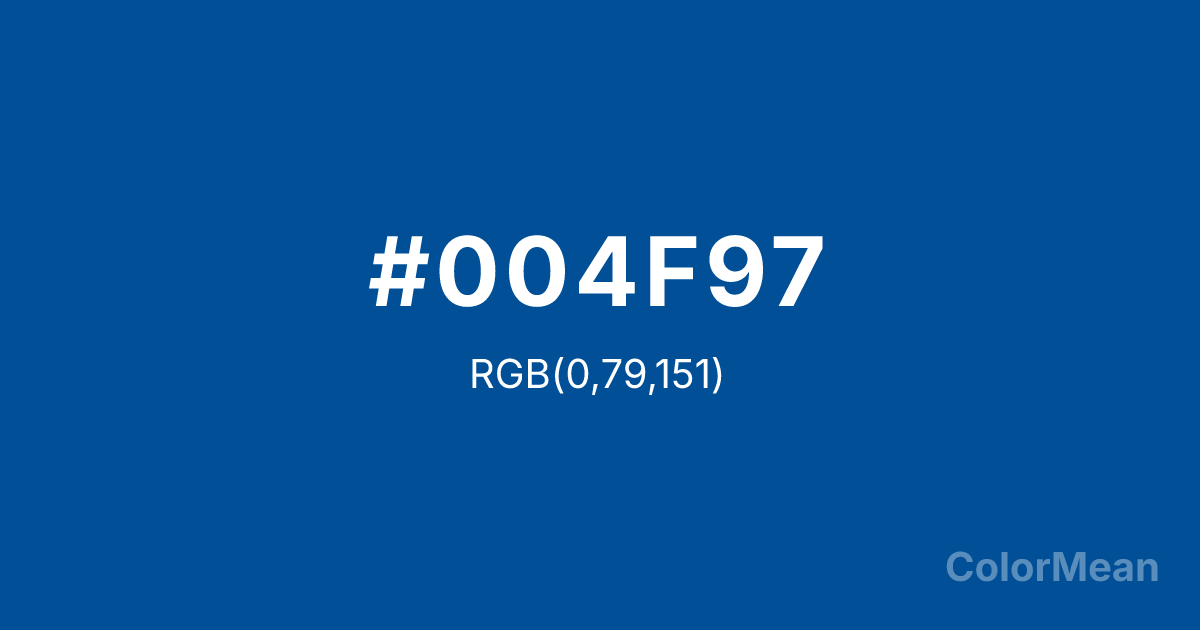 Color swatch image showing #004F97 with RGB(0,79,151) values