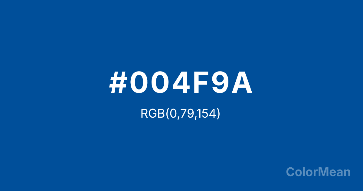 Color swatch image showing #004F9A with RGB(0,79,154) values