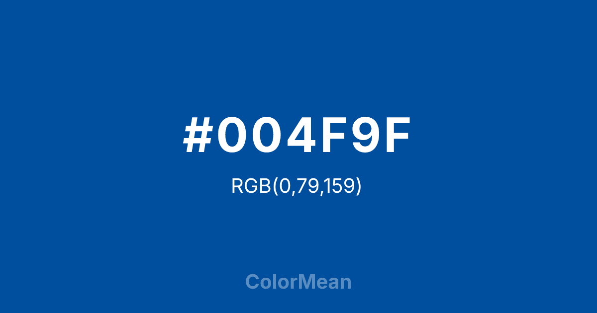 Color swatch image showing #004F9F with RGB(0,79,159) values