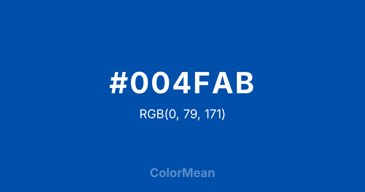 Color swatch image showing #004FAB with RGB(0,79,171) values