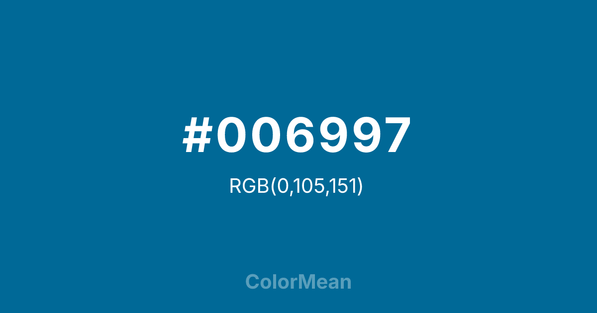 Color swatch image showing #006997 with RGB(0,105,151) values
