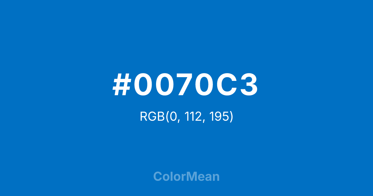 Color swatch image showing #0070C3 with RGB(0,112,195) values