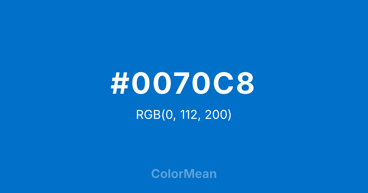 Color swatch image showing #0070C8 with RGB(0,112,200) values