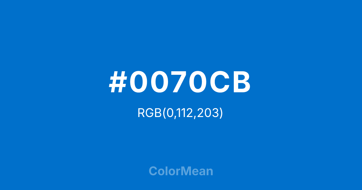 Color swatch image showing #0070CB with RGB(0,112,203) values