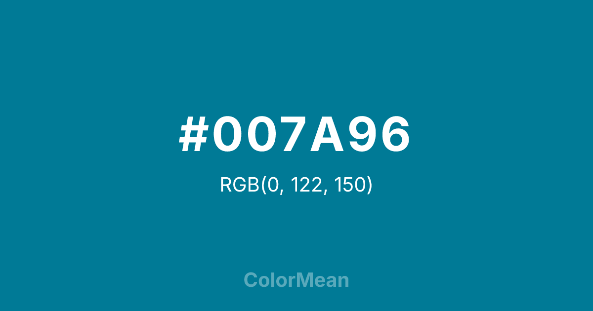 Color swatch image showing #007A96 with RGB(0,122,150) values