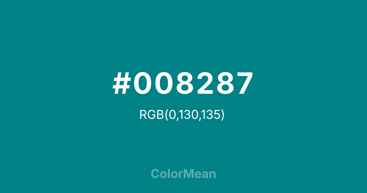 Color swatch image showing #008287 with RGB(0,130,135) values
