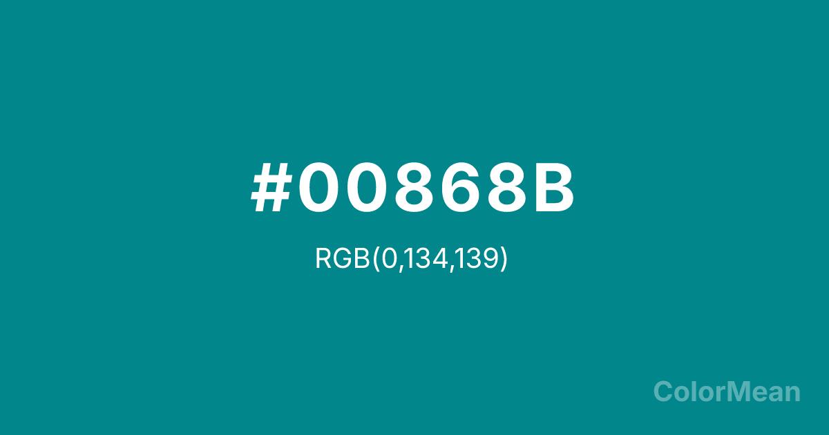 Color swatch image showing Turquoise 4 (#00868B) with RGB(0,134,139) values