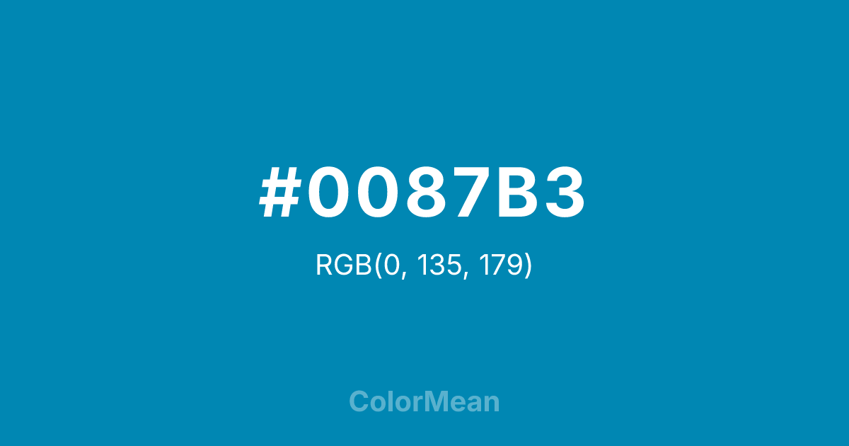 Color swatch image showing #0087B3 with RGB(0,135,179) values
