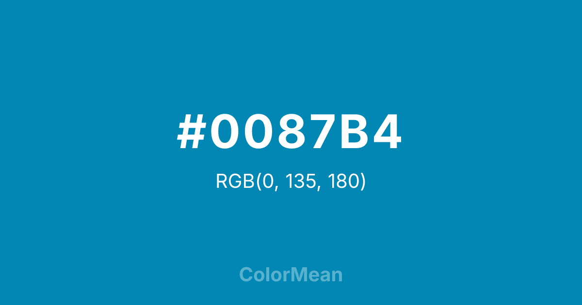 Color swatch image showing #0087B4 with RGB(0,135,180) values
