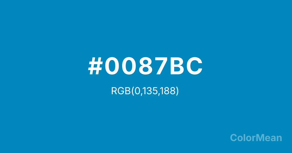 Color swatch image showing #0087BC with RGB(0,135,188) values