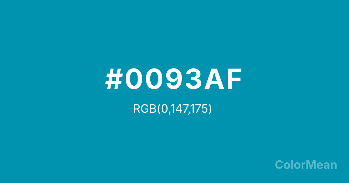 Color swatch image showing Blue (Munsell) (#0093AF) with RGB(0,147,175) values
