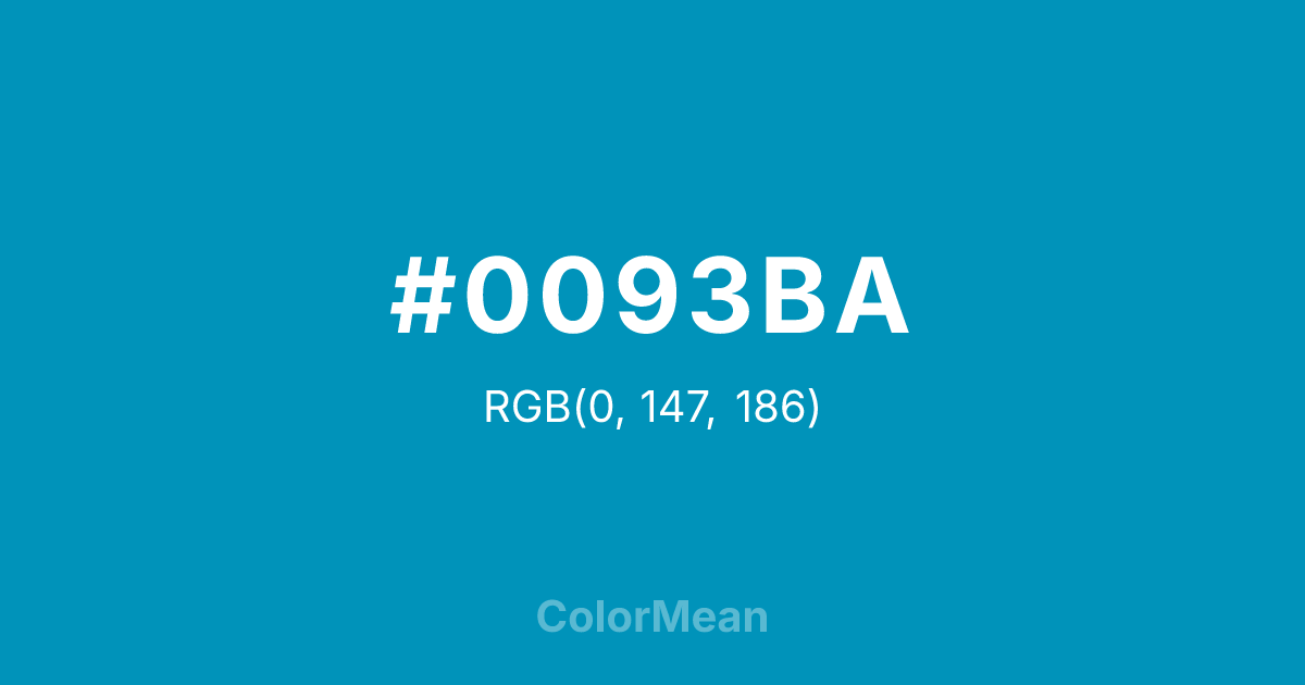 Color swatch image showing #0093BA with RGB(0,147,186) values