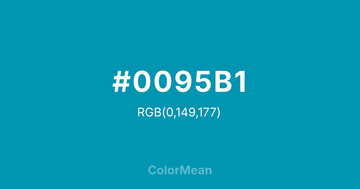 Color swatch image showing #0095B1 with RGB(0,149,177) values
