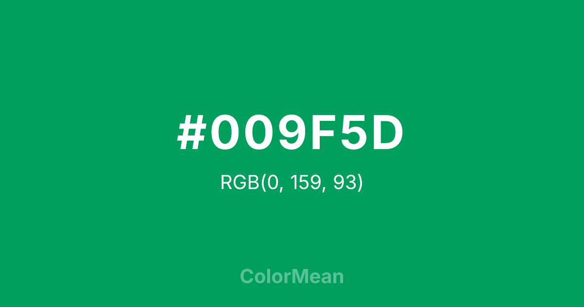 Color swatch image showing #009F5D with RGB(0,159,93) values