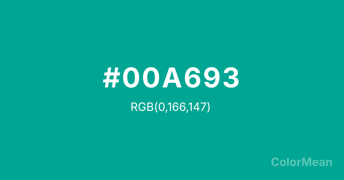 Color swatch image showing Persian Green (#00A693) with RGB(0,166,147) values