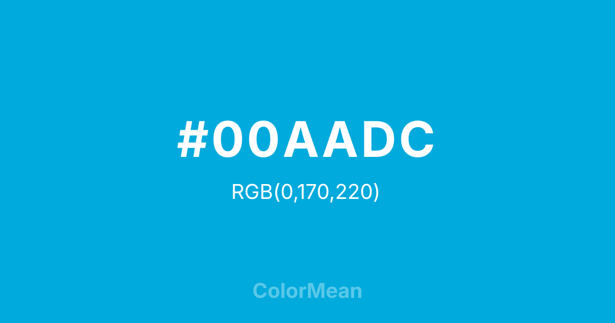 Color swatch image showing #00AADC with RGB(0,170,220) values
