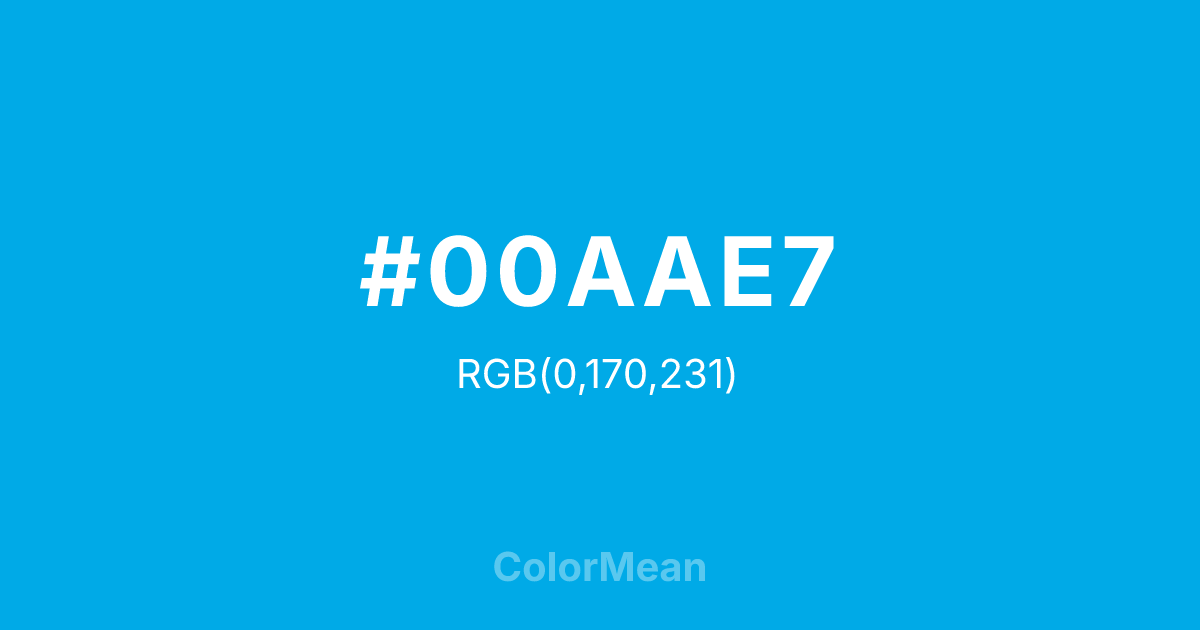 Color swatch image showing #00AAE7 with RGB(0,170,231) values