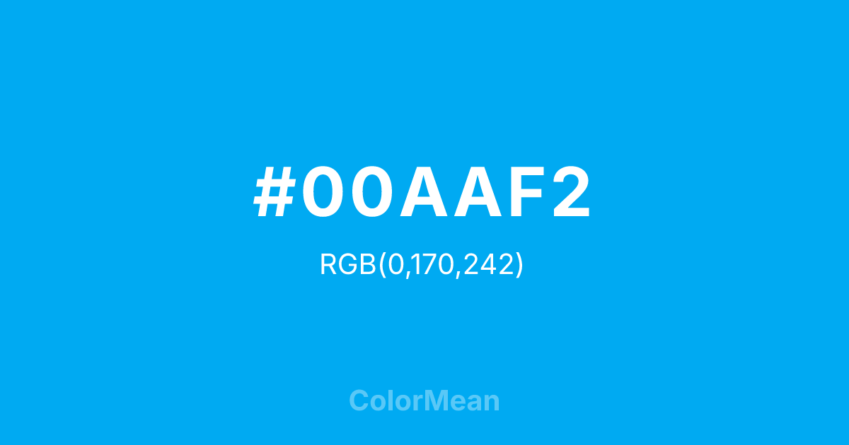 Color swatch image showing #00AAF2 with RGB(0,170,242) values