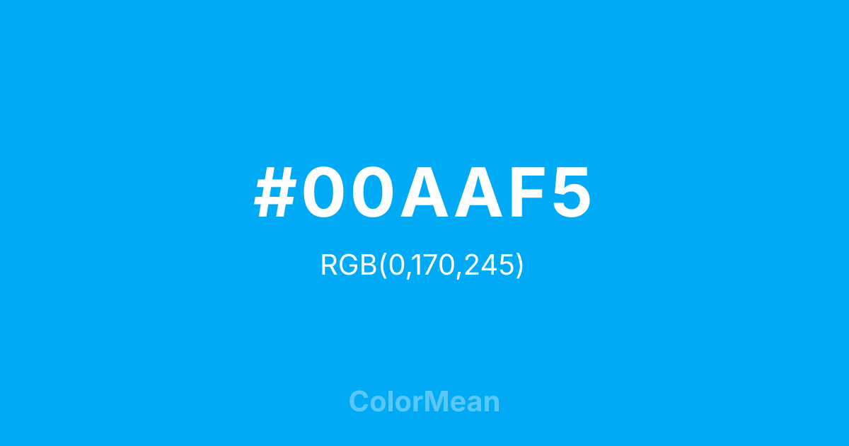 Color swatch image showing #00AAF5 with RGB(0,170,245) values