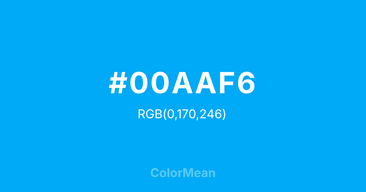 Color swatch image showing #00AAF6 with RGB(0,170,246) values