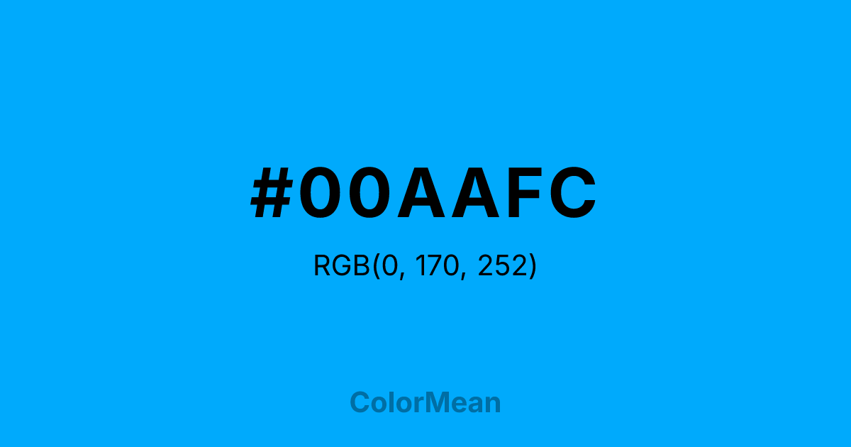 Color swatch image showing #00AAFC with RGB(0,170,252) values