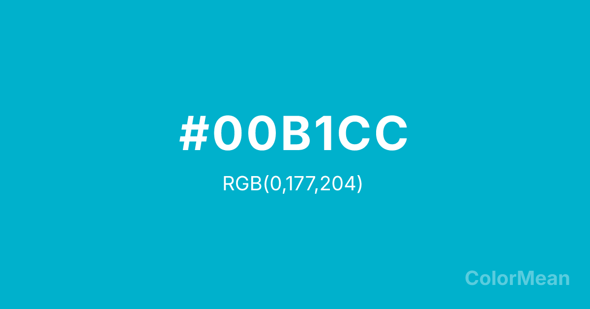 Color swatch image showing Scuba Blue (#00B1CC) with RGB(0,177,204) values