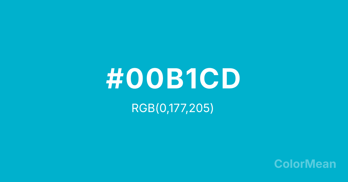 Color swatch image showing #00B1CD with RGB(0,177,205) values