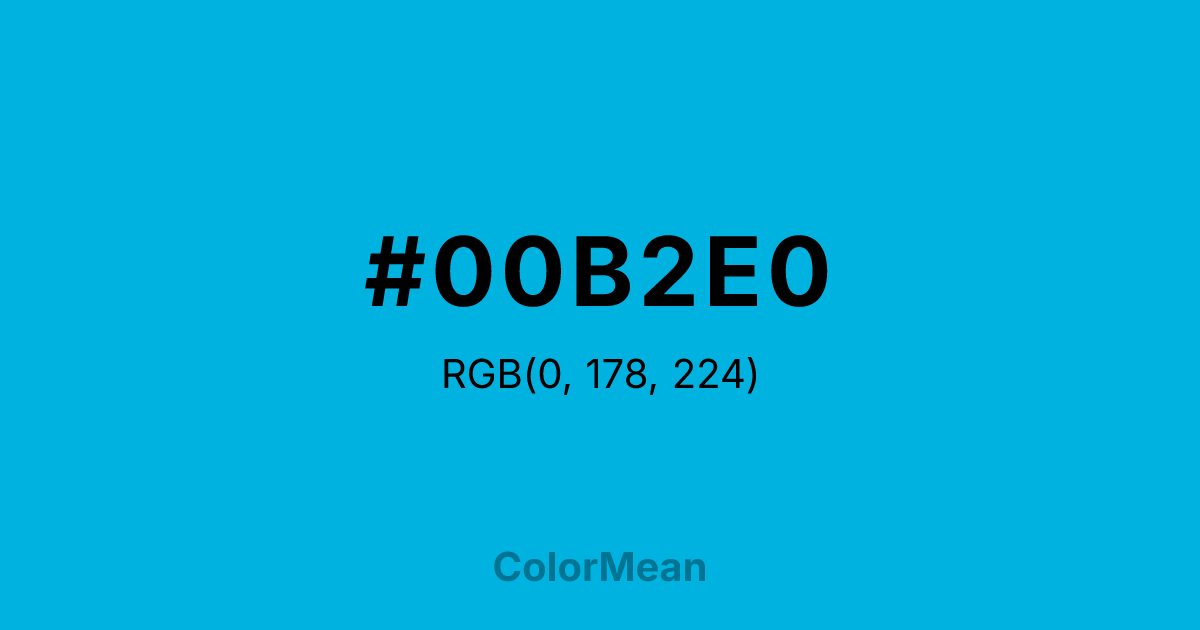 Color swatch image showing #00B2E0 with RGB(0,178,224) values