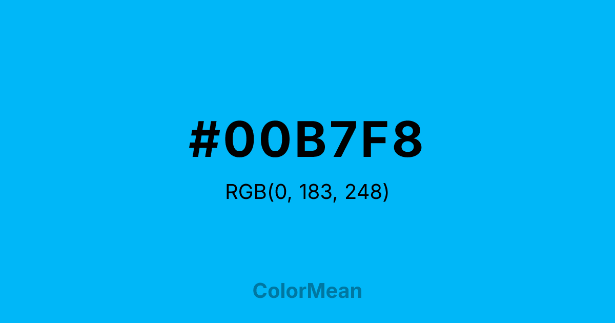 Color swatch image showing #00B7F8 with RGB(0,183,248) values