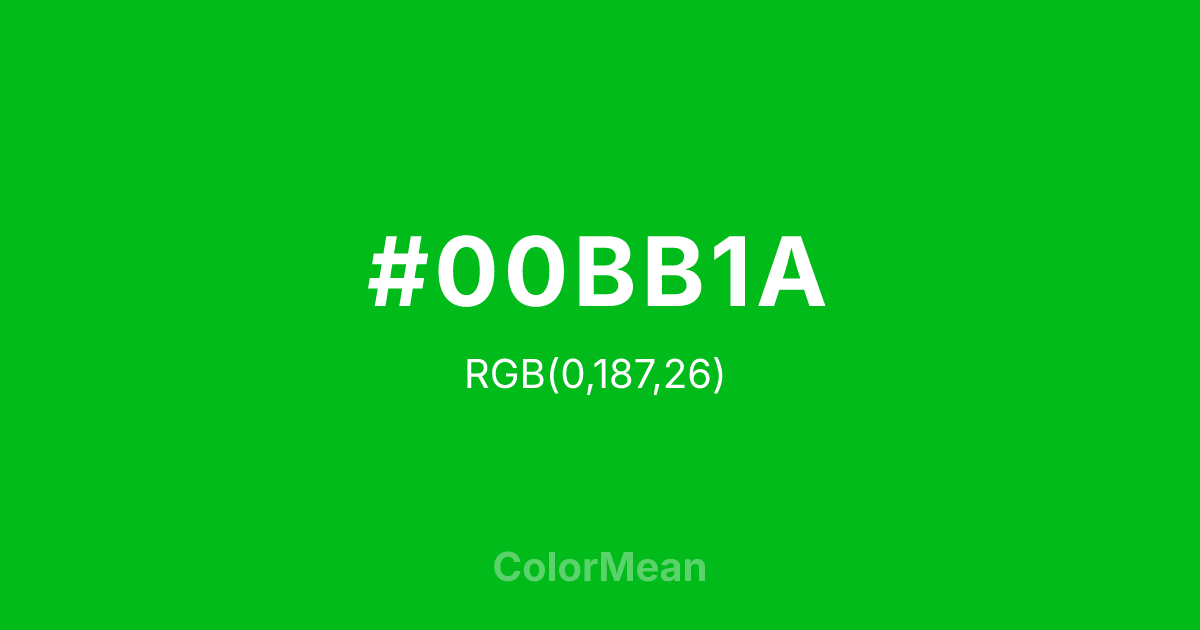 Color swatch image showing #00BB1A with RGB(0,187,26) values